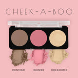 Swiss Beauty Cheek-A-Boo 3-in-1 Face Palette with Blusher , Contour and Highlighter Shade-02