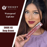 Trendy Beauties 24/7 Matt Waterproof Lipliner in various shades, showing the sleek pencil and vibrant color options.