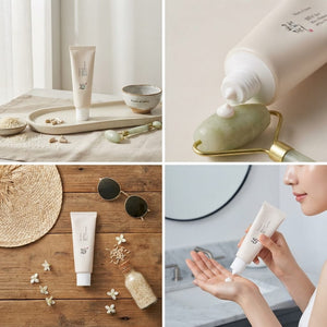 Beauty of Joseon Relief Sun Rice+Niacinamide SPF50+PA++++ 50ml bottle, with white and green packaging and sun protection label.