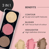 Swiss Beauty Cheek-A-Boo 3-in-1 Face Palette with Blusher , Contour and Highlighter Shade-02