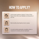 Swiss Beauty Drop & Glow Liquid Highlighter – Shade 2 Gold | Sheer, Luminous, Transfer-Resistant (10ml)