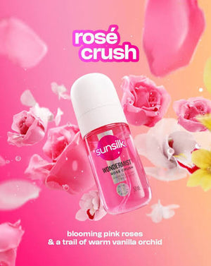 Sunsilk Wondermist Rose Crush hair perfume treatment in 50ml bottle with rose scent and sleek packaging.