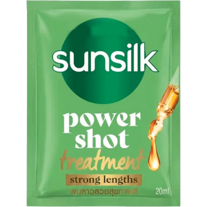Sunsilk Power Shot Treatment for Hair Pack, 20ml, showing the packaging with the Sunsilk logo and product details.