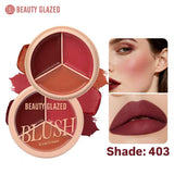 Beauty Glazed Blush & Lip Cream Shade 403 – Deep Reds, Mauves & Brick Tones for Cheeks & Lips