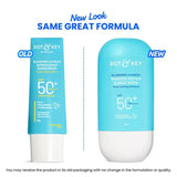 Dot & Key Blueberry Hydrate Barrier Repair Sunscreen SPF 50+ PA++++ in 80g, with blue and pink packaging, showing the tube and label.