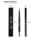 Handaiyan Painted Natural Double Eyebrow Pen – 01 Black True Black | Waterproof, Long-Lasting, Fine Tip Brow Pencil & Brush | PinkFlash BD.