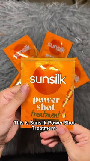 Sunsilk Power Shot Treatment for damage repair in a 20ml bottle, showing the sleek packaging and product label.