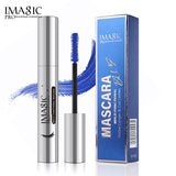 IMAGIC Multi-Functional Blue Mascara wand with blue formula and brush, showcasing its vibrant color and versatile application.