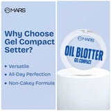Showing instant shine removal and poreless matte finish using MARS Oil Blotter Gel Compact.