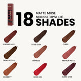 MARS Matte Muse Mousse Lipstick Shade 14 Runway Queen swatched on hand showing rich matte nude color