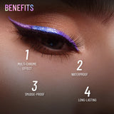Swiss Beauty Holographic Eyeliner 03 Stardust - Iridescent Multi-Chrome Liquid Liner - Pink Flash BD