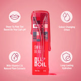 Close-up of the large doe-foot applicator and juicy tint of Swiss Beauty Lip Oil.