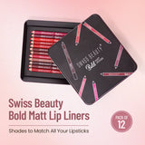 Swiss Beauty Bold Matt Lip Liner Set (12 Shades)
