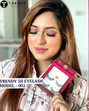 showing the lengthening and volumizing effect of TRENDY Beauties 002 eyelashes.