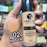 TRENDY Beauties Pro Matte Waterproof Foundation 02 Natural – Long-Lasting SPF20 | Pink Flash BD