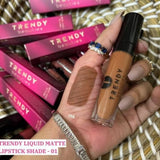 Trendy Beauties Liquid Matte Lipstick Shade #01 in Pink Flash, long-lasting and highly pigmented, shown in a sleek lipstick tube.